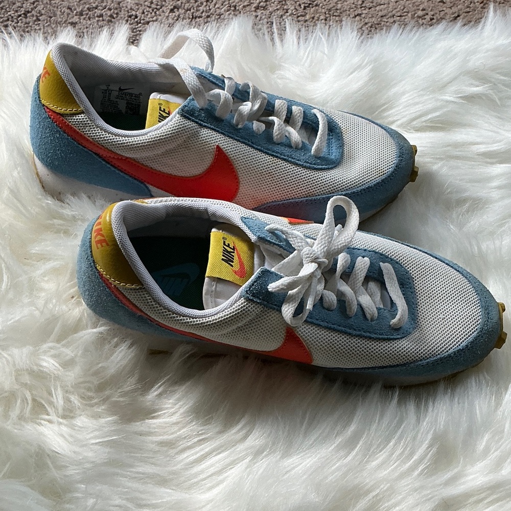 Nike White Sneakers with Orange and Blue Accents